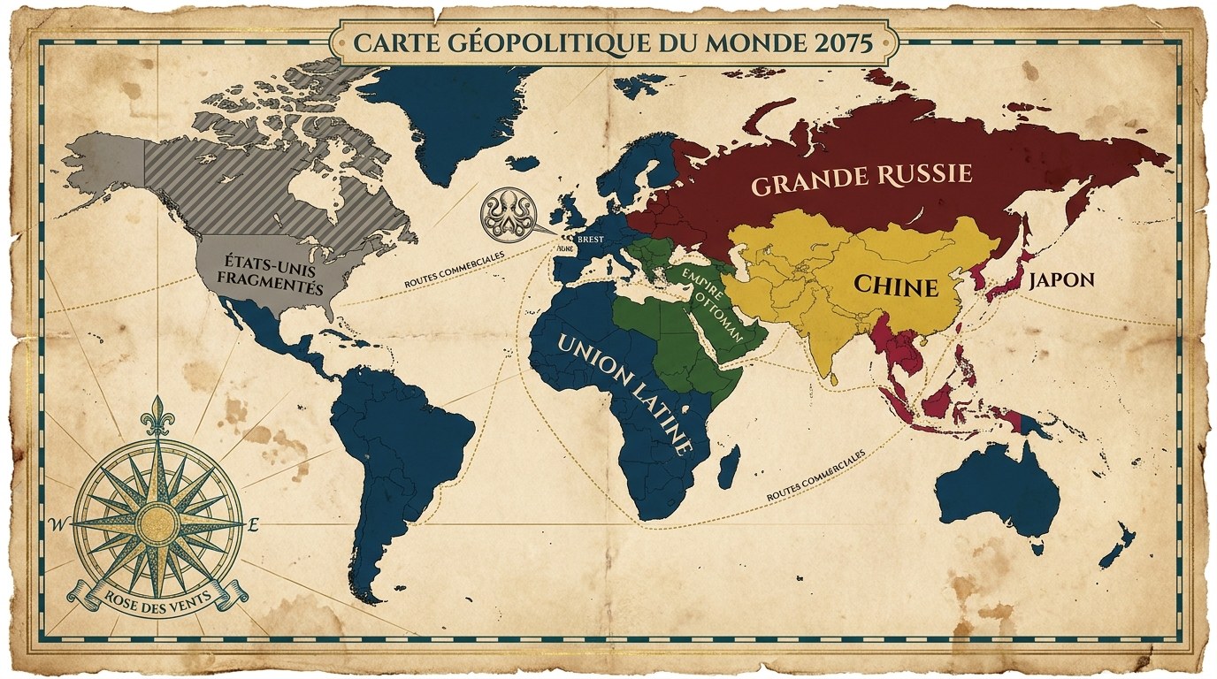 Carte géopolitique du monde 2075
