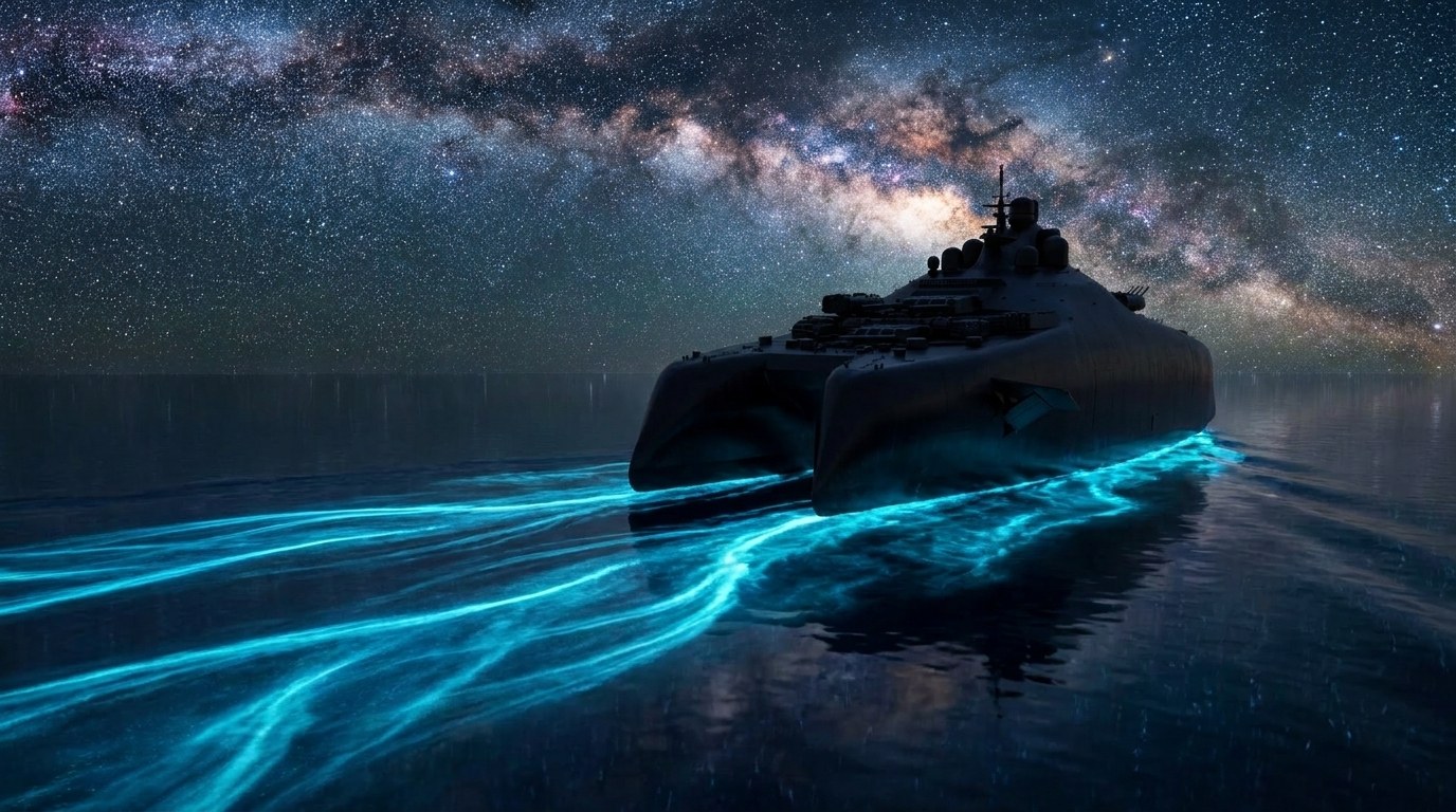 Le St Malo dans les vagues bioluminescentes